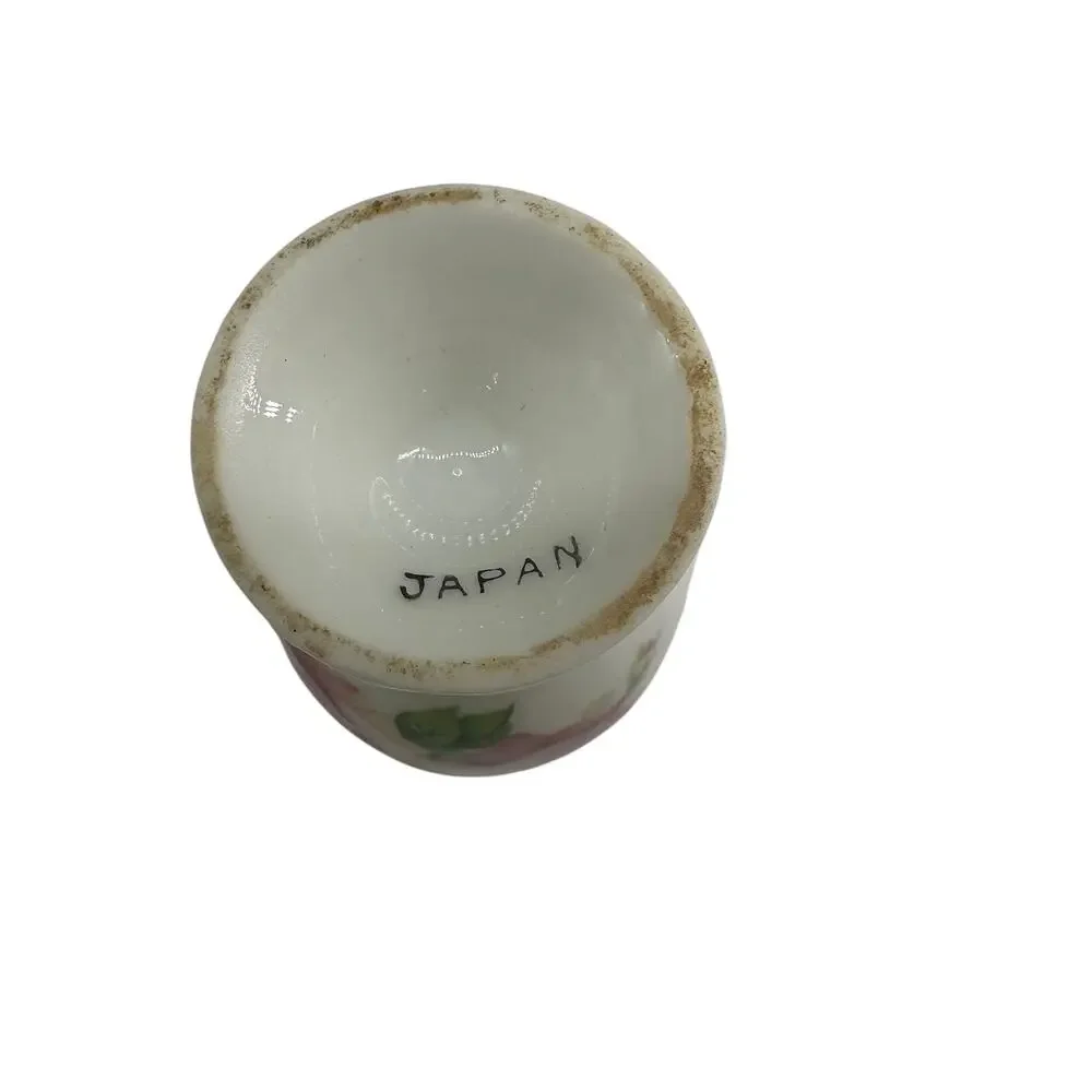 Porcelain Egg Cup Japan Floral Gold Trim Pedestal Small Rose Design Cottagecore